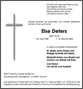 Anzeige von Else Deters von OM-Medien