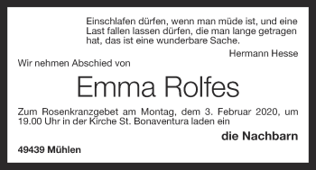 Anzeige von Emma Rolfes von OM-Medien