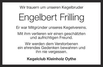 Anzeige von Engelbert Frilling von OM-Medien