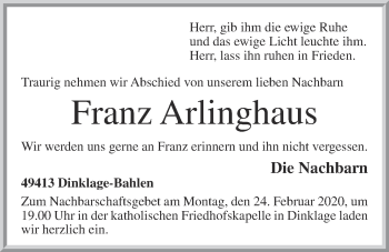 Anzeige von Franz Arlinghaus von OM-Medien