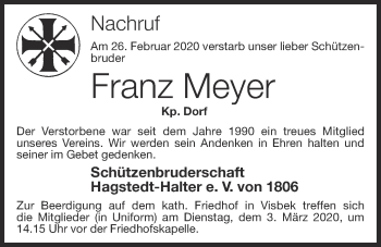 Anzeige von Franz Meyer von OM-Medien