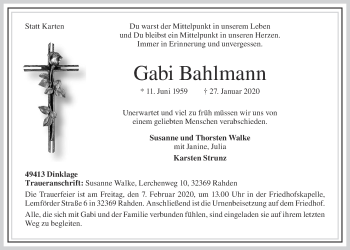 Anzeige von Gabi Bahlmann von OM-Medien