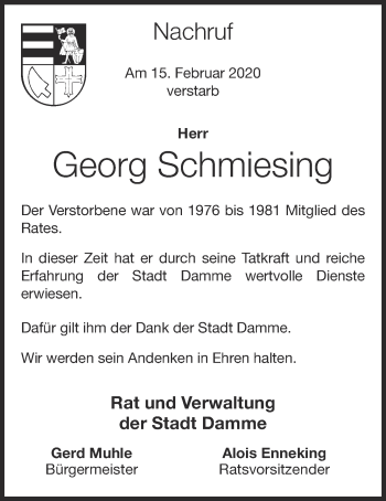 Anzeige von Georg Schmiesing von OM-Medien