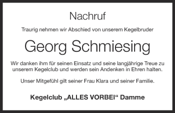 Anzeige von Georg Schmiesing von OM-Medien