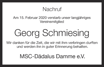 Anzeige von Georg Schmiesing von OM-Medien