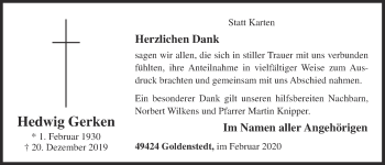 Anzeige von Hedwig Gerken von OM-Medien