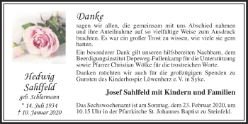 Anzeige von Hedwig Sahlfeld von OM-Medien
