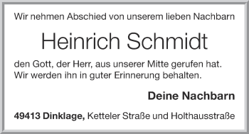 Anzeige von Heinrich Schmidt von OM-Medien