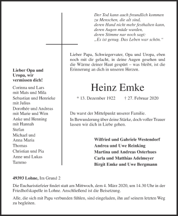 Anzeige von Heinz Emke von OM-Medien