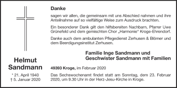 Anzeige von Helmut Sandmann von OM-Medien