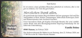 Anzeige von Hubert Bohne von OM-Medien