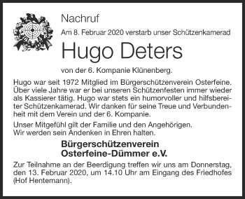 Anzeige von Hugo Deters von OM-Medien