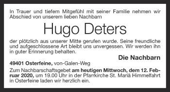 Anzeige von Hugo Deters von OM-Medien