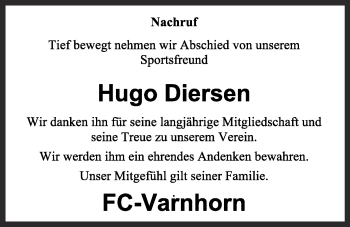 Anzeige von Hugo Diersen von OM-Medien