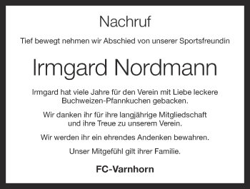 Anzeige von Irmgard Nordmann von OM-Medien