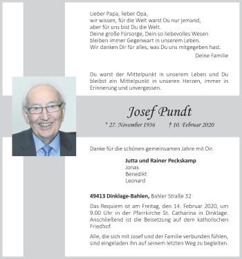 Anzeige von Josef Pundt von OM-Medien
