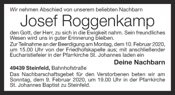 Anzeige von Josef Roggenkamp von OM-Medien