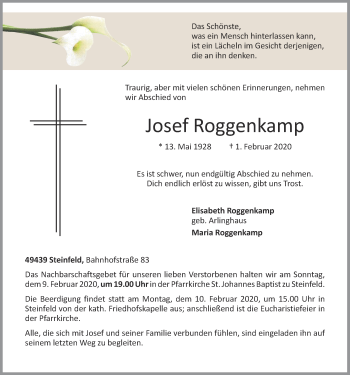 Anzeige von Josef Roggenkamp von OM-Medien