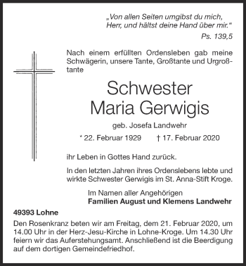 Anzeige von Josefa Landwehr von OM-Medien