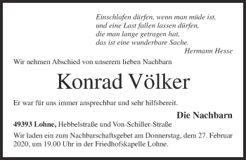 Anzeige von Konrad Völker von OM-Medien