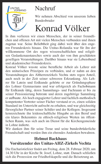 Anzeige von Konrad Völker von OM-Medien