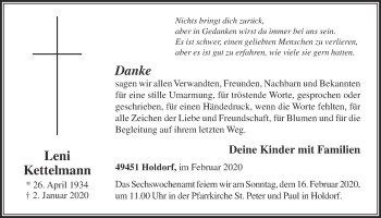 Anzeige von Leni Kettelmann von OM-Medien