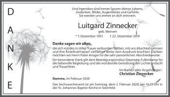 Anzeige von Luitgard Zinnecker von OM-Medien