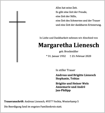 Anzeige von Margaretha Lienesch von OM-Medien