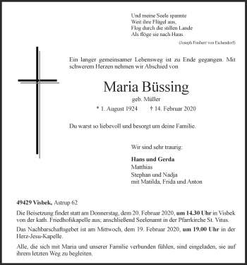 Anzeige von Maria Büssing von OM-Medien
