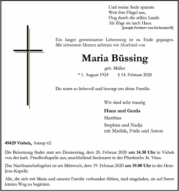 Anzeige von Maria Büssing von OM-Medien