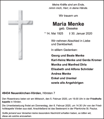 Anzeige von Maria Menke von OM-Medien