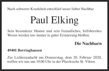 Anzeige von Paul Elking von OM-Medien