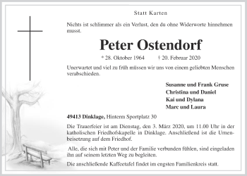 Anzeige von Peter Ostendorf von OM-Medien
