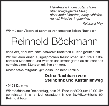 Anzeige von Reinhold Böckmann von OM-Medien