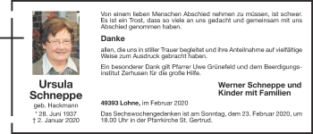 Anzeige von Ursula Schneppe von OM-Medien