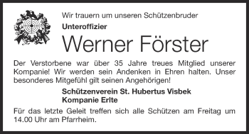 Anzeige von Werner Förster von OM-Medien