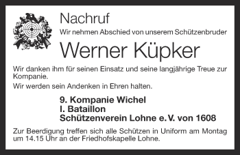 Anzeige von Werner Küpker von OM-Medien