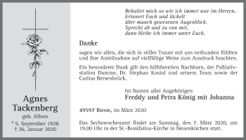 Anzeige von Agnes Tackenberg von OM-Medien