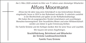Anzeige von Alfons Moormann von OM-Medien