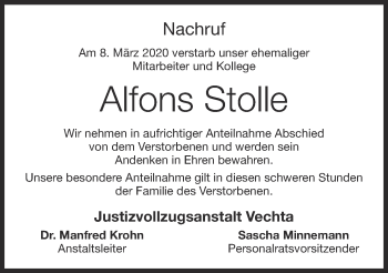 Anzeige von Alfons Stolle von OM-Medien