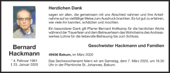 Anzeige von Bernard  Hackmann von OM-Medien