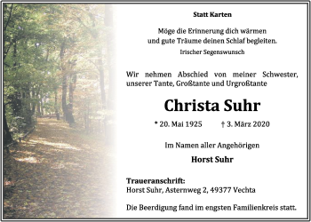 Anzeige von Christa Suhr von OM-Medien
