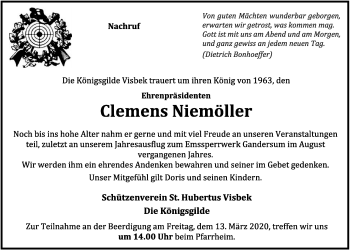 Anzeige von Clemens Niemöller von OM-Medien