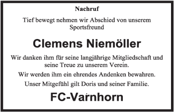 Anzeige von Clemens Niemöller von OM-Medien