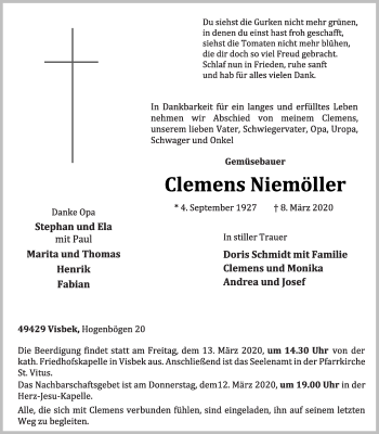Anzeige von Clemens Niemöller von OM-Medien