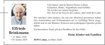 Anzeige von Elfriede Brinkmann von OM-Medien