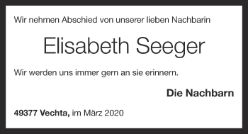 Anzeige von Elisabeth Seeger von OM-Medien