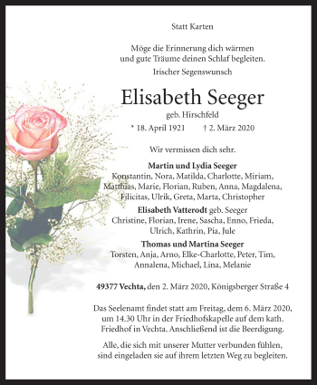 Anzeige von Elisabeth Seeger von OM-Medien