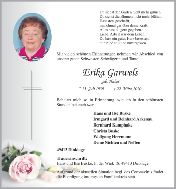 Anzeige von Erika Garwels von OM-Medien