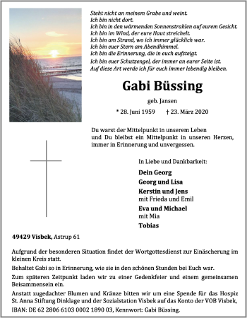 Anzeige von Gabi Büssing von OM-Medien